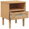 Nachttisch SENJA Rattan-Look Braun 40x35x48cm Massivholz Kiefer