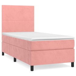 Boxspringbett mit Matratze Rosa 90x200 cm Samt