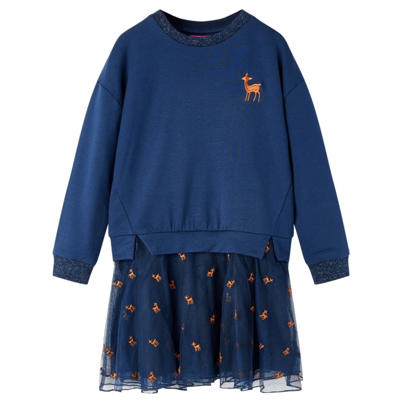 Kinderkleid mit Langen Ärmeln Marineblau 140