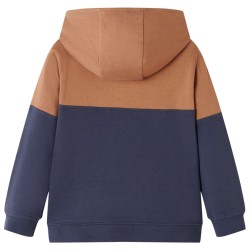 Kinder-Kapuzenpullover mit Halbem Reißverschluss Anthrazit Cognac 140