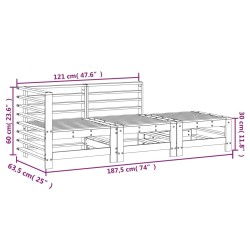 3-tlg. Garten-Lounge-Set Massivholz Kiefer