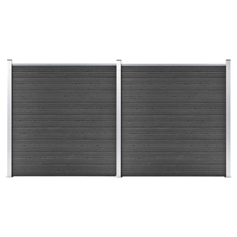 Zaunelement Set WPC 353x186 cm Schwarz