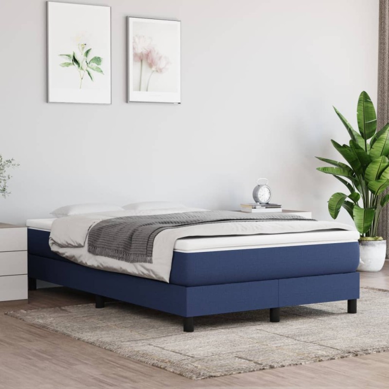 Boxspringbett mit Matratze Blau 120x200 cm Stoff