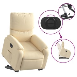 Relaxsessel mit Aufstehhilfe Elektrisch Creme Stoff