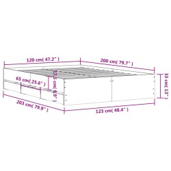 Bettgestell mit Schubladen Schwarz 120x200 cm Holzwerkstoff