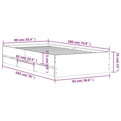 Bettgestell mit Schubladen Betongrau 90x190 cm Holzwerkstoff