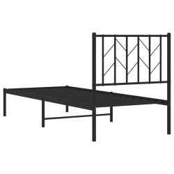 Bettgestell mit Kopfteil Metall Schwarz 75x190 cm