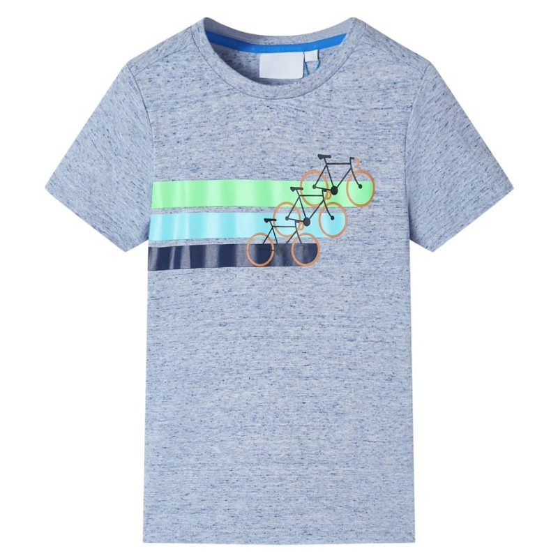 Kinder-Kurzarmshirt Blau Melange 128