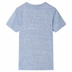 Kinder-Kurzarmshirt Blau Melange 128