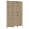 Paravent 3-tlg. Beige Poly Rattan