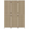 Paravent 3-tlg. Beige Poly Rattan