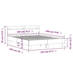 Bettgestell mit Kopfteil Schwarz 140x190 cm Holzwerkstoff