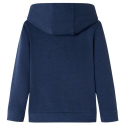 Kinder-Kapuzenpullover Marineblau Melange und Orange 140