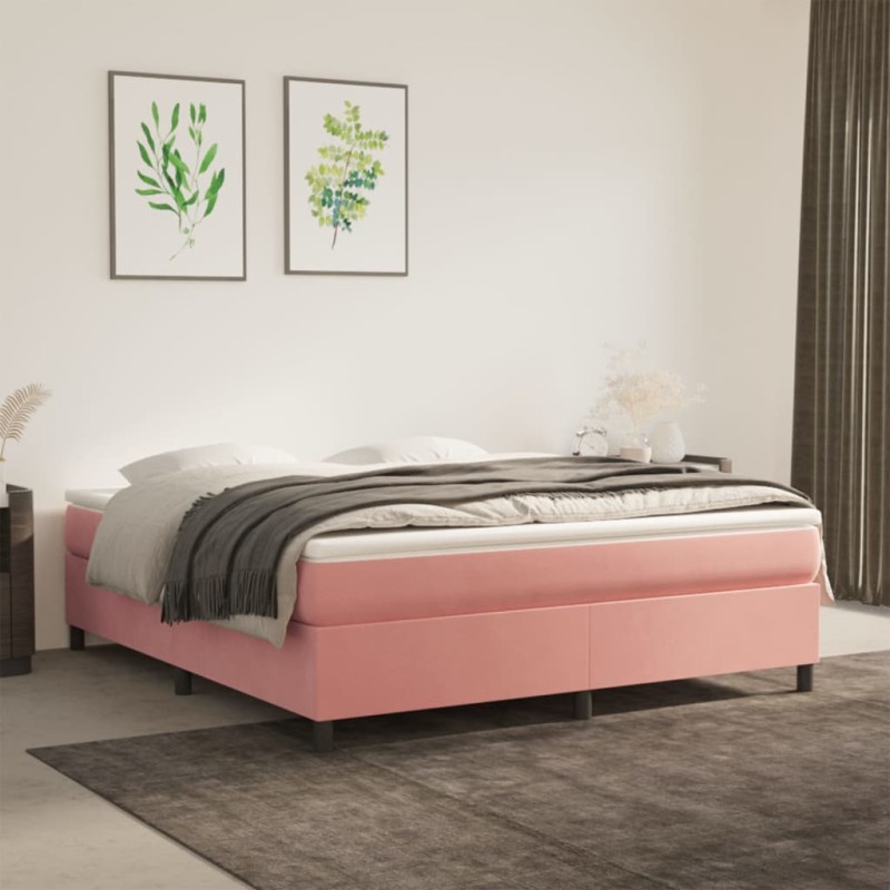 Boxspringbett mit Matratze Rosa 180x200 cm Samt