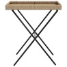 Tabletttisch Klappbar Beige 65x40x75 cm Poly Rattan