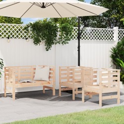 3-tlg. Garten-Lounge-Set Massivholz Kiefer