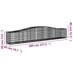 Gabionen mit Hochbogen 4 Stk. 400x50x60/80cm Verzinktes Eisen