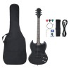 E-Gitarre für Anfänger mit Tasche Schwarz 4/4 39"