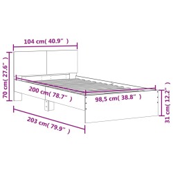 Bettgestell ohne Matratze mit Kopfteil Braun Eiche 100x200 cm