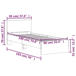 Bettgestell ohne Matratze mit Kopfteil Sonoma-Eiche 90x190 cm