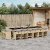 17-tlg. Garten-Essgruppe mit Kissen Beigemischung Poly Rattan