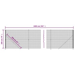 Maschendrahtzaun mit Bodenflansch Anthrazit 2x10 m