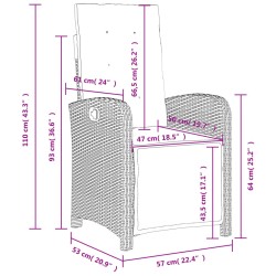 Gartensessel mit Fußteil 2 Stk. Verstellbar Schwarz Poly Rattan