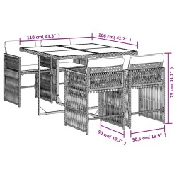 5-tlg. Garten-Essgruppe mit Kissen Beigemischung Poly Rattan