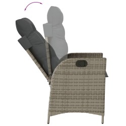 7-tlg. Garten-Essgruppe mit Kissen Grau Poly Rattan