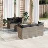 6-tlg. Garten-Sofagarnitur mit Kissen Hellgrau Poly Rattan