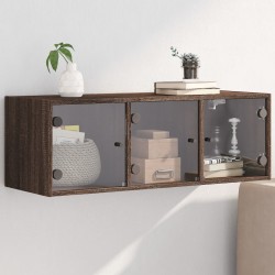 Wandschrank mit Glastüren Braun Eichen-Optik 102x37x35 cm