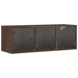 Wandschrank mit Glastüren Braun Eichen-Optik 102x37x35 cm