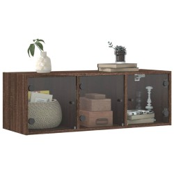 Wandschrank mit Glastüren Braun Eichen-Optik 102x37x35 cm