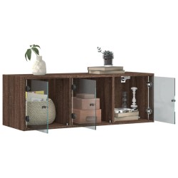 Wandschrank mit Glastüren Braun Eichen-Optik 102x37x35 cm