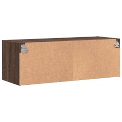 Wandschrank mit Glastüren Braun Eichen-Optik 102x37x35 cm