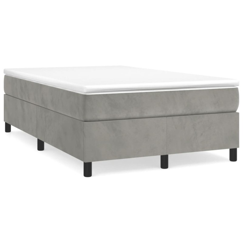 Boxspringbett mit Matratze Hellgrau 120x190 cm Samt