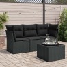 4-tlg. Garten-Sofagarnitur mit Kissen Schwarz Poly Rattan