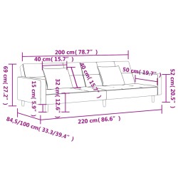 Schlafsofa 2-Sitzer mit 2 Kissen Hellgrau Stoff