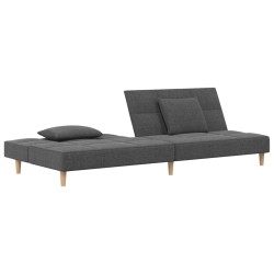 Schlafsofa 2-Sitzer mit 2 Kissen Hellgrau Stoff