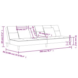 Schlafsofa 2-Sitzer mit 2 Kissen Hellgrau Stoff