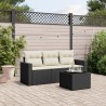 4-tlg. Garten-Sofagarnitur mit Kissen Schwarz Poly Rattan