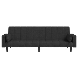 Schlafsofa 2-Sitzer mit 2 Kissen Schwarz Stoff