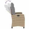 Gartenbank Verstellbar mit Kissen Beige Poly Rattan