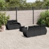 6-tlg. Garten-Sofagarnitur mit Kissen Schwarz Poly Rattan