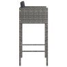 Barhocker 4 Stk. mit Kissen Grau Poly Rattan