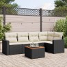 6-tlg. Garten-Sofagarnitur mit Kissen Schwarz Poly Rattan