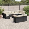 14-tlg. Garten-Sofagarnitur mit Kissen Schwarz Poly Rattan