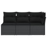 Gartensofa mit Kissen 3-Sitzer Schwarz Poly Rattan