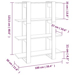 Bücherregal/Raumteiler Räuchereiche 100x30x123,5 cm