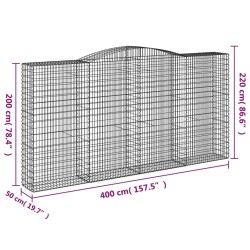 Gabionen mit Hochbogen 5 Stk. 400x50x200/220cm Verzinktes Eisen